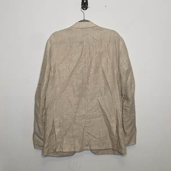 J.Crew Factory Men's Tan Linen Two-Button Blazer Front Pockets Casual Medium - Picture 8 of 9